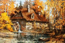 New DIY Mosaic Diamond Painting Cross Stitch kits forest Log cabin full Resin round Diamonds Embroidery needlework Home Decor yx072530820