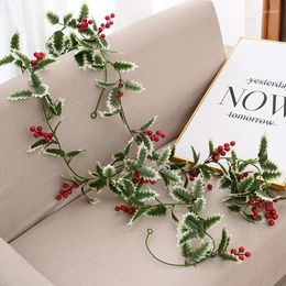 Decorative Flowers Christmas Decoration Bar Pine Cone Cane Artificial Plant Flower Vine Wall Hanging Rattan Garland Pendant