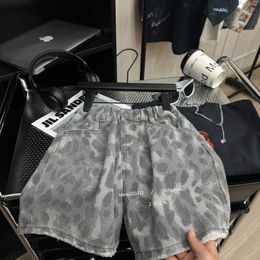 Trousers Children Clothing Kids Fashion Casual Jeans 2024 Summer Korean Style Boy Leopard Print Handsome All Match Loose Shorts