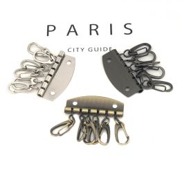 1PC Metal Key Holder Key Row Keyring Organnizer with 6 Snap Hook for Leather Craft Wallet Key Case Purse Bag Parts Accessories