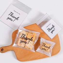 Gift Wrap 100pcs Thank You Cookie Candy Treat Bags Self-Adhesive Biscuit Baking Plastic Packaging Bag Wedding Birthday Party Supplies