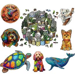 Puzzles Creative Irregular Wooden Animal Puzzles Intellectual DIY Wood Crafts Kids Adult Classic Family Educational Games Birthday Gifts Y240524