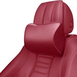 Premium NAPPA Leather Car Neck Pillow Set Memory Foam Auto Rear Seat Back Headrest Luxury Lumbar Supports Travel Cushion For Porsche Universal