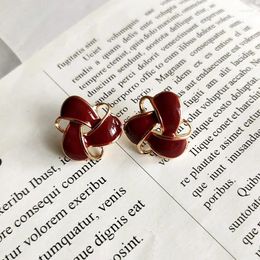 Stud Earrings Purple Red Oil Painting Cute Small Alloy Sweet Brincos For Women's Gifts