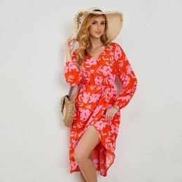 Casual Dresses Chic Fashion 2024 Autumn Winter Long Sleeve Print Slim DRESS Boho Streetwear Style Y2k Party