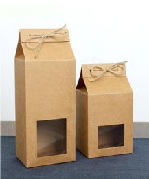 Tea packaging cardboard kraft paper bagClear Window box For Cake Cookie Food Storage Standing Up Paper Packing Bag1644772