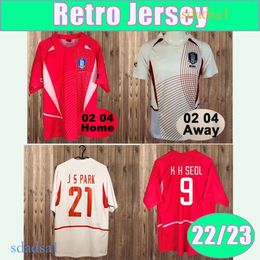 2002 2004 Korea Republic Retro Soccer Jerseys S PARK 21# J H AHM 19# C W KIM 3# M B HONG 20# Y P LEE 10# Home Red Away Football Shirts