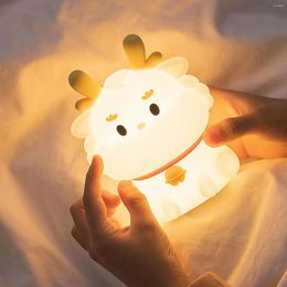 Table Lamps Dragon Night Lights For Kids Cute With 7 Colours Silicone Animal Breastfeeding Nursery Room Teen Toddler