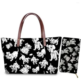 Shoulder Bags Funny Dalmatian Dog Pattern Fashion Messenger Large Capacity Women Travel Handbags 2pcs/set Lady Bag Free Dropship