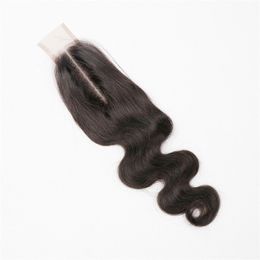 Brazilian Human Hair 2*6 Lace Closure Straight Body Wave Baby Hair Top Closures Middle Part Natural Colour 12-24inch Ssllb