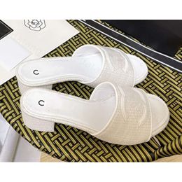 Channel Sandals Fancy French Slippers Chanells Slides Channel Casual Mule Flat Beach Low Heel Flip Flops Women's Fashion Designer Shoes C 862