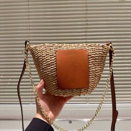Straw Crossbody Bag Beach Tote Designer Bucket Bag Shop Luxury Handbag Women Holiday Travel Chain Hand Small Shoulder Bags Purse 240524