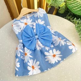 Dog Apparel Floral Princess Dress For Dogs Spring Summer Puppy Dresses Sweet Pet Clothing Bichon Yorkshire Cute Printed Cat Thin Skirt