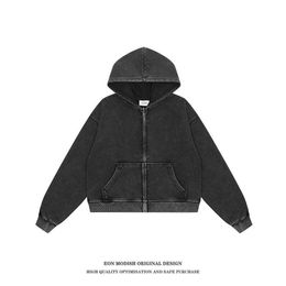 EONMODISH Men's Wear | 2023 New American Street Trendy Wash Short Hooded Hoodie Coat