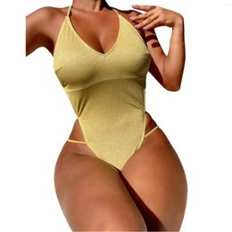 Women's Swimwear 2024 Female Monokini Bodysuit Swim Suit Sexy Solid One Piece Swimsuit Women High Cut Bathing Beach Wear