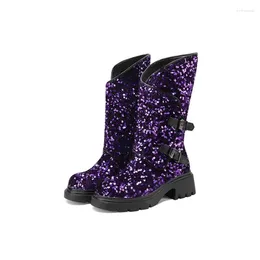 Boots 2024 European And American Retro Large Western Cowboy Women's Fashion Sequin V-notch Versatile Knight Short