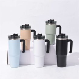 New Car Cup Large Capacity Handle 304 Stainless Steel Insulation Cup with Straw Customised Car Cup