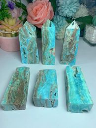 Decorative Figurines Hemimorphite Blue Tower Natural Stones And Crystal Point Wand Quartz Healing Obelisk Energy Ore Mineral Crafts Home