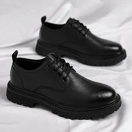 Casual Shoes Sneakers Men Oxfords Work 2024 Autumn High Quality Leather Luxury Lace Up Fashion Classic Black Outdoor