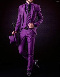 Men's Suits Latest Coat Pants Designs Italian Purple Tuxedo Jacket Slim Fit Men Suit 3 Piece Blazers Custom Groom Prom Terno Masuclino