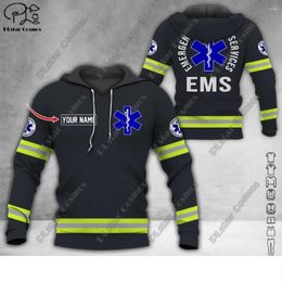 Men's Hoodies Custom Name EMS Emergency Service Uniform 3D Printing Hoodie Street Women Men Pullover/Sweatshirt/Zip A10