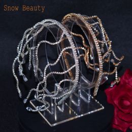 A453 Crystal Bridal Headband Pretty Wedding Hair Accessories Rhinestone Queen Headpieces European Bridesmaid Jewellery Women Tiara