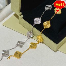 5 Motif Flower 4 Four Leaf Clover Bracelet Designer for Women Agate Mother of Pearl Charm Bracelets Initial Crystal Diamond Gold Jewellery Valentines Day Gi PHLU