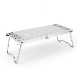 Camping Mini Folding Table Stainless Steel Outdoor Picnic Bbq Stove Tables Camping Supplies Portable Foldable Steam Stove Table 240524
