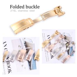 16mm New Silver Gold Rosegold Deployment Clasp for Silicone Rubber Watch Straps Fold Buckle for Submarine Watch Tools 317H