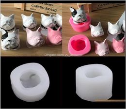 Craft Sile Bulldog Shaped Mould Clay Candle Soap Resin Casting Ornaments Jewelry Making Mold Tools Jymys 91P371548897