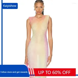 Ethnic Clothing Sexy Colourful Tank Bodycon Maxi Long Dress 2024 Women Summer Streetwear Sparkly Beading Club Evening Party Dresses Fashion