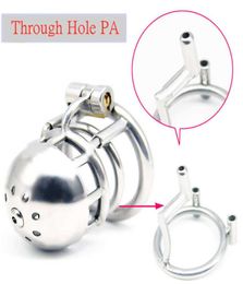 New 316L Stainless Steel Male Through Hole PA Device,Penis Ring,Cock Cage with Catheter,BDSM Sex Toys For Men P08278145278