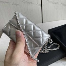 Designer wallet Card Holders luxury men womens purse Silver sheepskin chain small card bag wallets genuine leather small waist bag mini diagonal cross shoulder bag