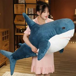 Stuffed Plush Animals Blue Shark Stuffed Plush Doll Soft Cute Cartoon Animal Reading Pillow Cushion Toy Home Decro Children Birthday Gift Dropshipping