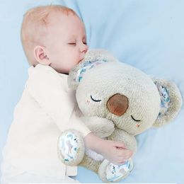Breathing Koala Baby Soothing Plush Doll Soft Sleep And Playmate Musical Toy With Light Sound born Sensory Comfortable Gifts 240522