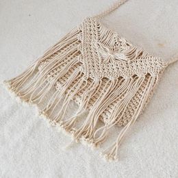 Evening Bags Cotton Rope Shoulder Bag Hollow Tassel Beach Hight Quality Casual Straw Flip Hand Woven Crossbody Summer 2024