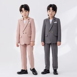 Boys Little Suit Little Host Piano Performance Costume (Jacket + Trousers + Necklace)