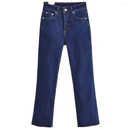 Women's Jeans Maxdutti England Style Fashion Women Dark Blue Skinny Flare