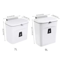 7/9L Bathroom Trash Can With Lid Garbage bag Wall Mounted Toilet Wastebasket kitchen Hanging Trash Bin trash can kitchen