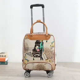 Suitcases PU Leather Waterproof Large Capacity Women Handheld Duffle Bag Travel Suitcase Trolley With Wheels Unisex Business Trip