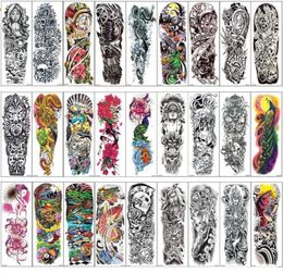 Full Arm Temporary Tattoo Sleeves Peacock peony dragon skull Designs Waterproof Cool Men Women Tattoos Stickers Body Art paints2968295