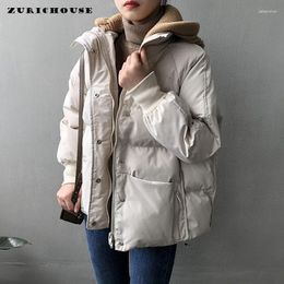 Women's Trench Coats ZURICHOUSE Casual Female Cotton Padded Coat With Knitted Hood Korean Loose Fluffy Short Parka Warm Winter Jacket