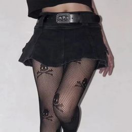 JMPRS Ins Harajuku Low Waist Mini Pant Skirt with Belt Women Sexy Black Sashes Denim Skirts Female Punk Grunge Clubwear Mujer 240516