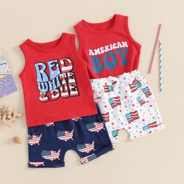 Clothing Sets FOCUSNORM 0-3Y Infant Baby Boys Independence Day Clothes Sleeveless Letter Print Tank Elastic Waist Star Shorts