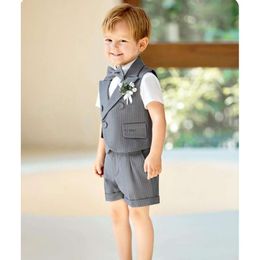 Boys Summer Photograph Kids Birthday Party Dress Children's Day Performance Tuxedo Costume Baby Formal Wedding Evening Suit