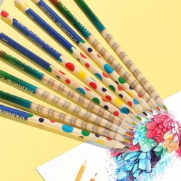 Crayon Pencils 10 pieces/batch Rainbow Coloured Pencil DIY Cute Kawaii Wooden Coloured Childrens School Graffiti Painting WX5.23 5337