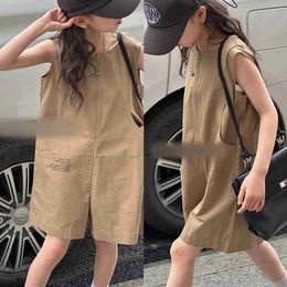 Clothing Sets Clothing Sets 3-7Y Girls Jumpsuit Spring New Korean Fashion Loose Jumpsuit Childrens Tight Fit 1 Pierce WX5.23