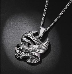 Punk Style Male Rider Eagle Necklace Pendant Ride To Live Retro With Whip Chain Men Woman Fashion Jewellery Gifts Necklaces8704306