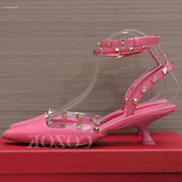 Women Fashion Sandals High Heel Summer Metal Rivet Decor Appear Thin Banquet Top Level Craftsmanship 819