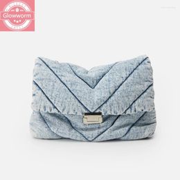 Shoulder Bags Fashion Denim Quilted Women Designer Chains Handbags Luxury Blue Messenger Bag Female Big Square Purses 2024 Sac